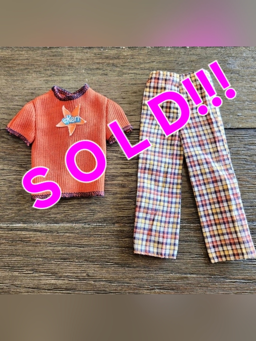 1978 KEN DOLL VINTAGE PANT & SHIRT OUTFIT, AUTH. - RARE